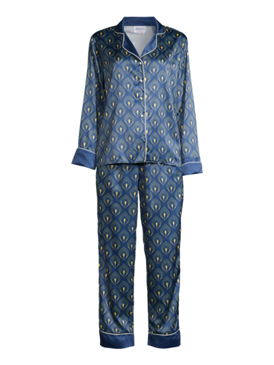 Shop Averie Sleep Women's Mora Long Pajama Set In Navy Multi