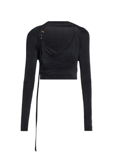 Shop Jacquemus Women's Le Haut Cowlneck Crop Top In Black