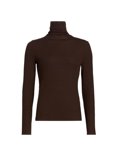 Shop Ag Women's Chels Cotton Turtleneck Sweater In Bitter Chocolate