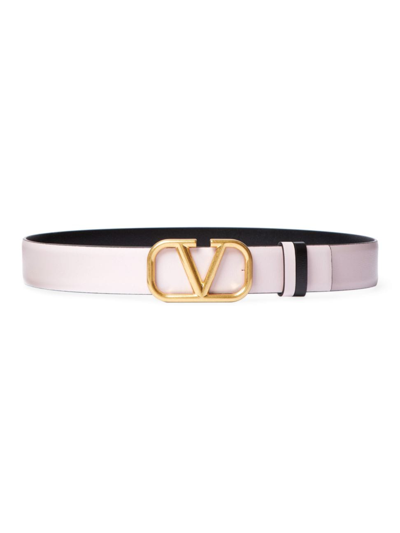 Shop Valentino Women's Reversible Vlogo Signature Belt In Rose Quartz Black