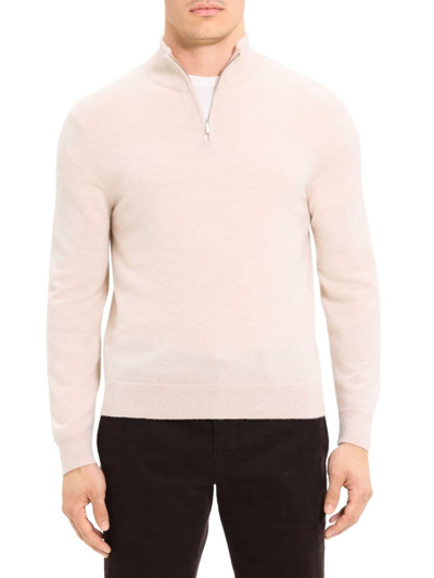 Shop Theory Men's Hilles Cashmere Quarter-zip Sweater In Wheat