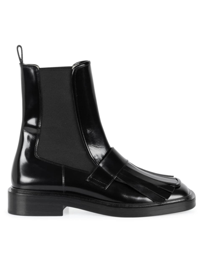 Shop Wandler Women's Lucy Leather Tasseled Chelsea Boots In Black