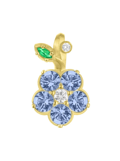 Shop Paul Morelli Women's Wild Child 18k Yellow Gold, Blue Sapphire & 0.17 Tcw Diamond Flower Charm
