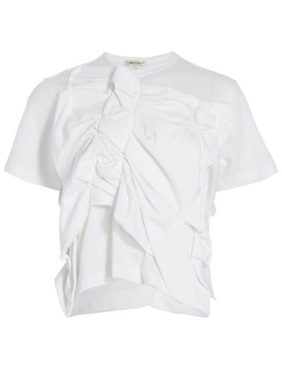 Shop Comme Des Garçons Women's Gathered Cotton-blend T-shirt In White