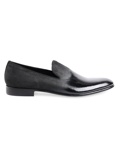Shop Bruno Magli Men's Monet Seude & Patent Leather Loafers In Black Patent