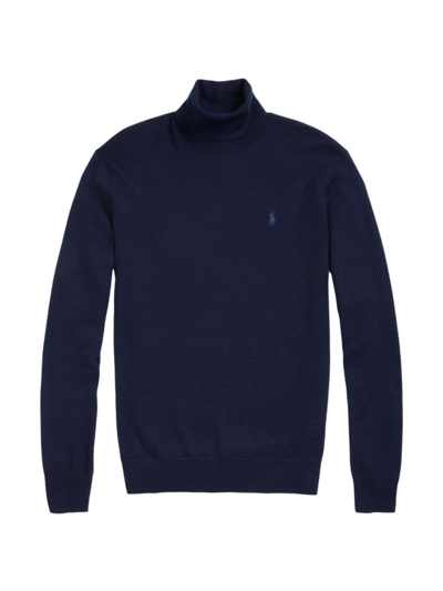 Shop Polo Ralph Lauren Men's Wool Mockneck Sweater In Hunter Navy