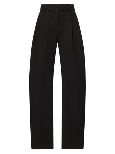 Shop Attico Women's Pleated Twill Wide-leg Trousers In Black