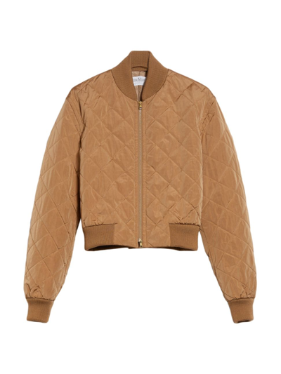 Shop Max Mara Women's Fachiro Quilted Bomber Jacket In Camel