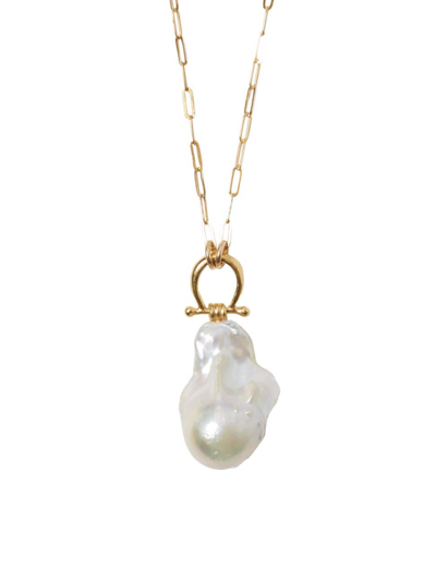 Shop Chan Luu Women's 18k-gold-plated & Freshwater Pearl Pendant Necklace In White Pearl