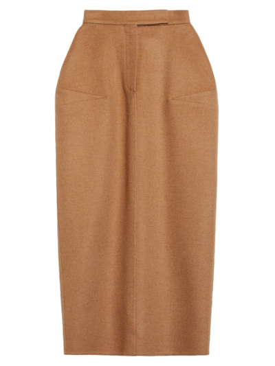 Shop Max Mara Women's Babele Wool Midi-skirt In Camel