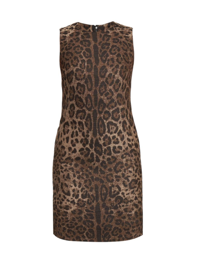 Shop Dolce & Gabbana Women's Leopard Jacquard Wool Minidress