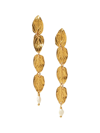 Shop Chan Luu Women's 18k Gold-plated & Freshwater Rice Pearl Drop Earrings In White Pearl