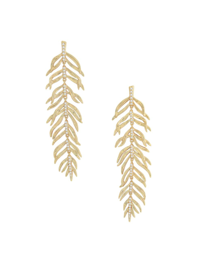 Shop Anabel Aram Women's Palm Leaves 18k Gold-plated & Cubic Zirconia Drop Earrings