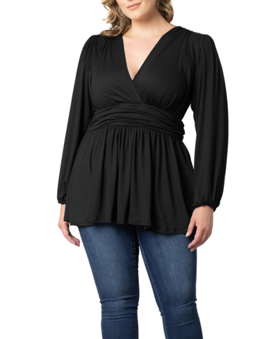 Shop Kiyonna Women's Plus Size Leah Long Sleeve Tunic Top In Black Noir