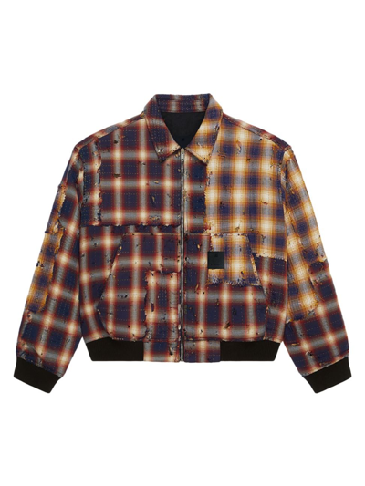 Shop Givenchy Men's Oversized Jacket In Boro-effect Destroyed Checked Denim In Multicolored