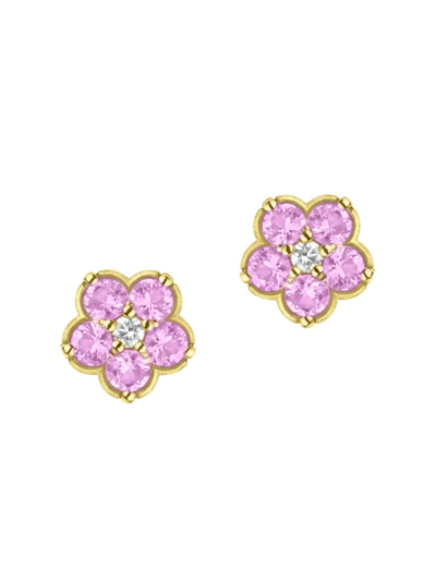 Shop Paul Morelli Women's Wild Child 18k Yellow Gold, Pink Sapphire & 0.09 Tcw Diamond Stud Earrings