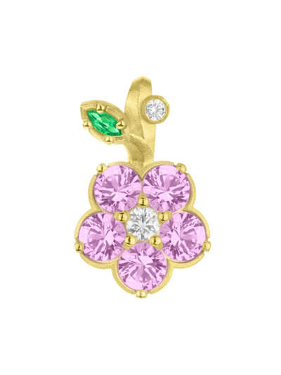 Shop Paul Morelli Women's Wild Child 18k Yellow Gold, Pink Sapphire & 0.17 Tcw Diamond Flower Charm