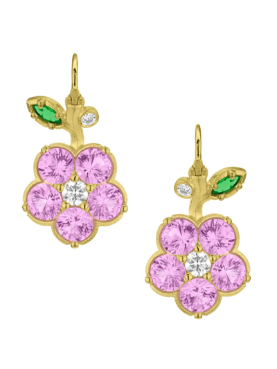 Shop Paul Morelli Women's Wild Child 18k Yellow Gold, Pink Sapphire, Tsavorite & 0.33 Tcw Diamond Earrings