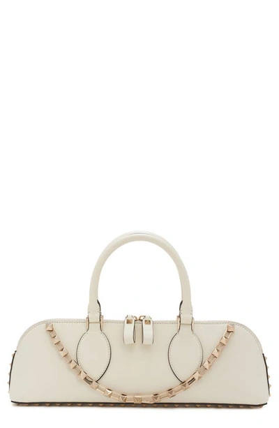 Shop Valentino Rockstud Leather East/west Duffle Bag In 098 Ivory