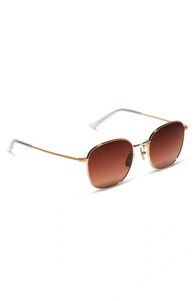 Shop Diff Axel 51mm Round Sunglasses In Gold/ Brown Gradient
