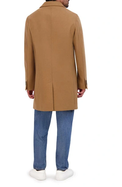 Shop Cole Haan Regular Fit Stretch Wool Coat In Camel