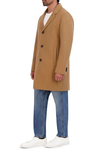 Shop Cole Haan Regular Fit Stretch Wool Coat In Camel