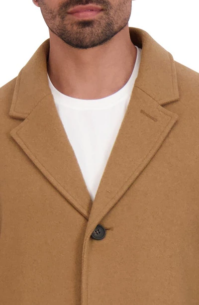 Shop Cole Haan Regular Fit Stretch Wool Coat In Camel