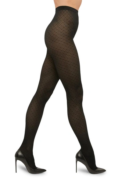 Shop Wolford Geometric Pattern Tights In Black