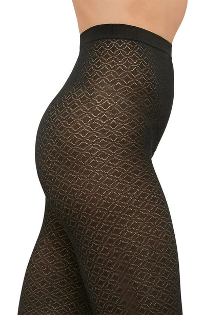 Shop Wolford Geometric Pattern Tights In Black