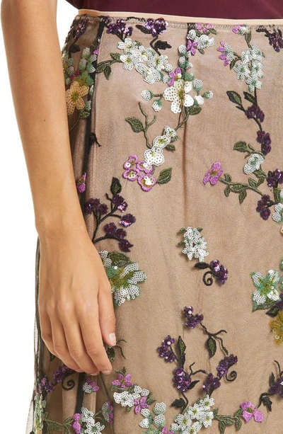 Shop Vince Begonia Floral Sequin Skirt In Dewberry