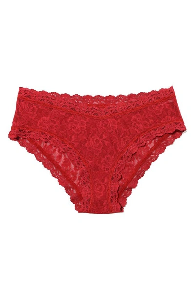 Shop Hanky Panky Signature Lace V-front Cheeky Briefs In Burnt Sienna Red
