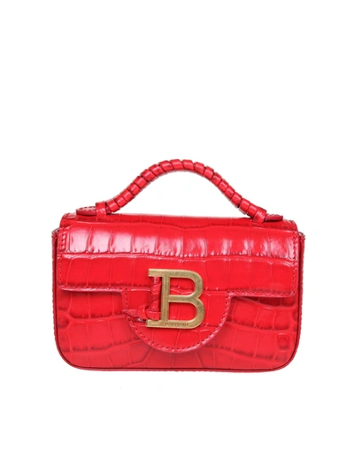 Shop Balmain Mini B-buzz Bag In Coconut Print Leather Color Red In Rouge