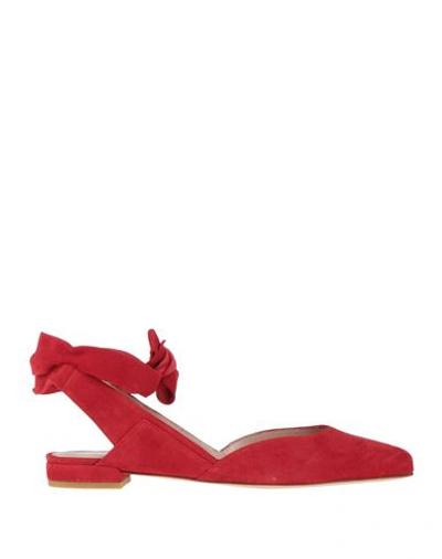 Shop Stuart Weitzman Woman Ballet Flats Red Size 5.5 Soft Leather