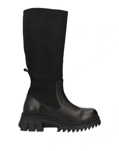 Doop Woman Boot Black Size 7 Soft Leather, Textile Fibers In Black