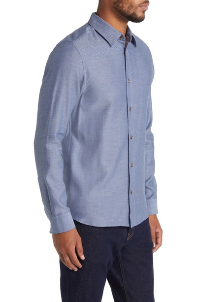 Shop Ted Baker Crotone Herringbone Cotton Button-up Shirt In Light Blue