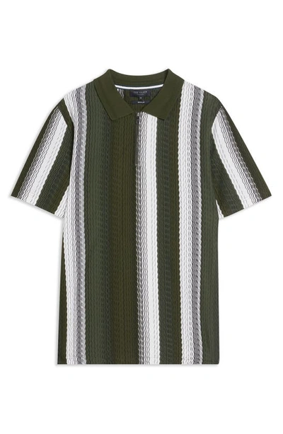 Shop Ted Baker Walraf Stripe Jacquard Cotton Polo In Mid Green