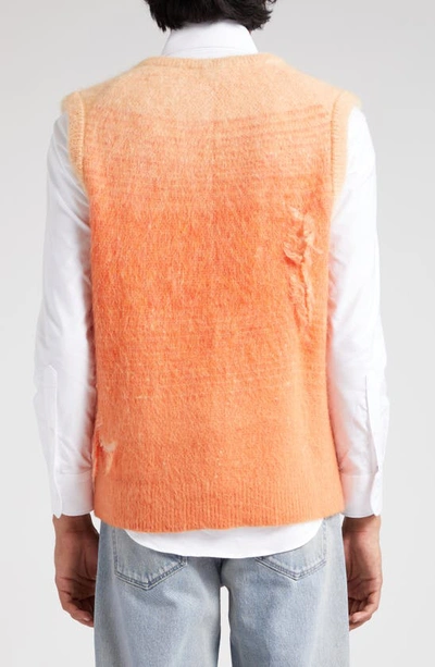 Shop John Elliott Distressed Gradient Mohair & Wool Blend Sweater Vest In Sun Kiss