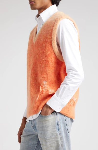 Shop John Elliott Distressed Gradient Mohair & Wool Blend Sweater Vest In Sun Kiss