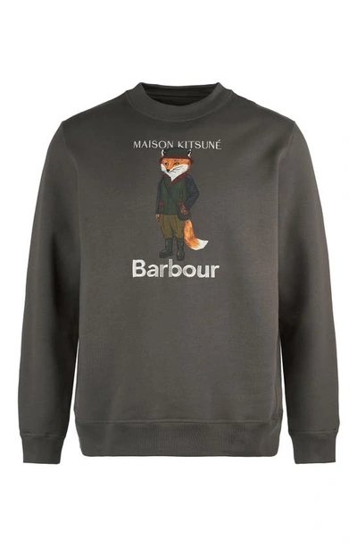 Shop Barbour X Maison Kitsuné Fox Cotton Graphic Sweatshirt In Uniform Green