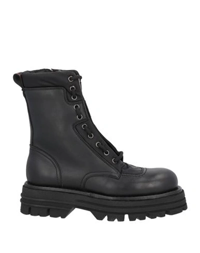 Barracuda Woman Ankle Boots Black Size 7 Soft Leather, Textile Fibers In Black