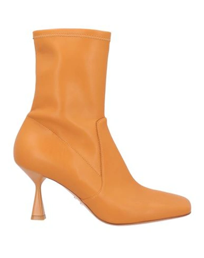 Shop Sergio Levantesi Woman Ankle Boots Tan Size 7 Textile Fibers In Brown
