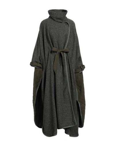 Emporio Armani Woman Cape Military Green Size S Wool, Polyamide, Silk, Cashmere, Polyester In Green