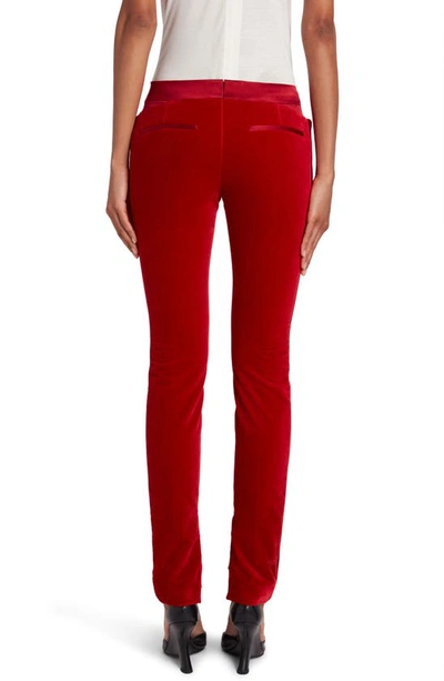 Shop Tom Ford Velveteen Tuxedo Skinny Pants In Red