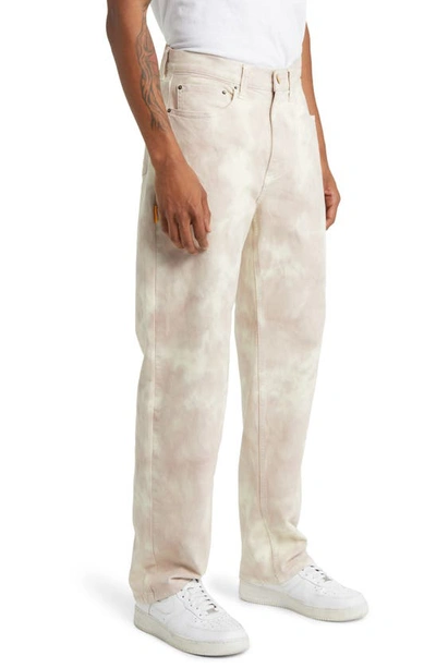 Shop Round Two Tie Dye Straight Leg Jeans In Light Pink White