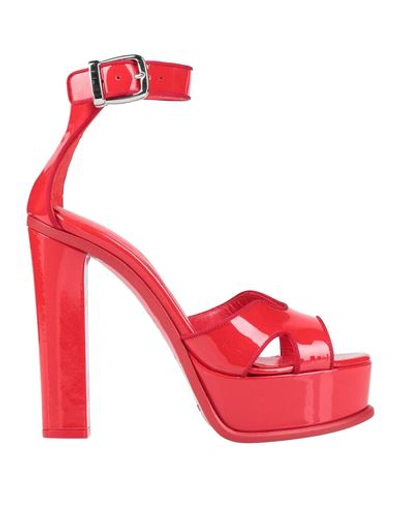 Shop Alexander Mcqueen Woman Sandals Red Size 7 Soft Leather