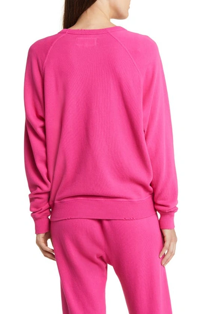 Shop The Great College French Terry Sweatshirt In Fuchsia