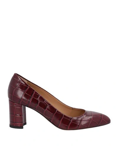 Shop Deimille Woman Pumps Burgundy Size 8 Soft Leather In Red
