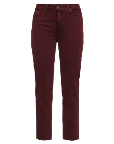 Shop Paige Woman Jeans Burgundy Size 30 Cotton, Elastane In Red