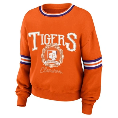 Shop Wear By Erin Andrews Orange Clemson Tigers Vintage Pullover Sweatshirt