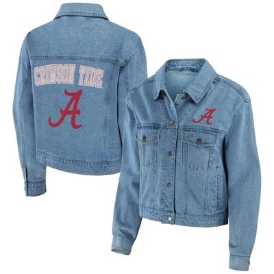 Shop Wear By Erin Andrews Alabama Crimson Tide Button-up Denim Jacket